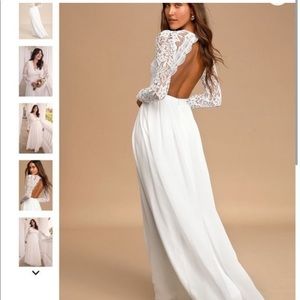 NWT Lulu's Awaken My Love long sleeve lace maxi wedding dress